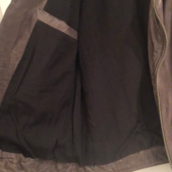 All Saints Conroy Brown Leather Jacket sz small - Picture 10 of 12